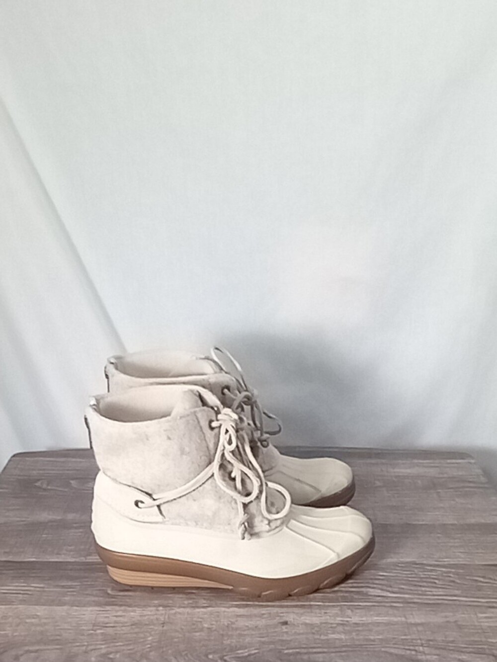 Sperry White Saltwater Wedge Tide Rubber Boots Size 7.5M